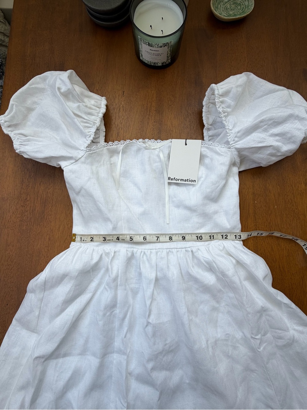 NWT: Reformation Malvina Linen Puff-Sleeve Mini Dress - women’s: Small P - Picture 6 of 16